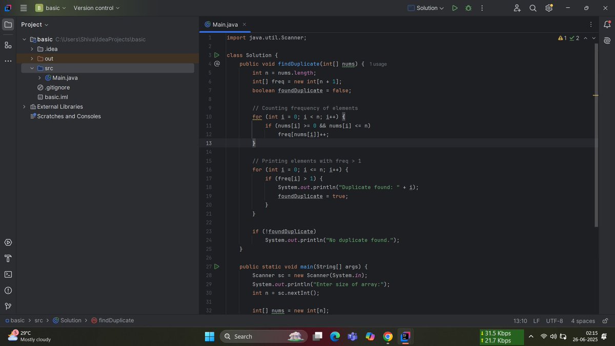 DEV_Shivam3224's tweet photo. Recently I got to know, this question was asked in an interview for TCS Digital role — as shared by my known senior:
Given a sorted array with duplicates, find duplicates
➡️ Without using HashMap
➡️ In O(n) time and O(n) space
This is how I tried to solve.
#TCSDigital #Java https://t.co/CmJXh7ipIf
