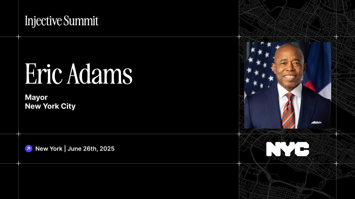 Don’t miss your first opportunity to hear from NYC Mayor Eric Adams tomorrow as he shares his vision for the upcoming general election and his bold plans to make New York the crypto capital of the world.

Catch him live at the Injective Summit.