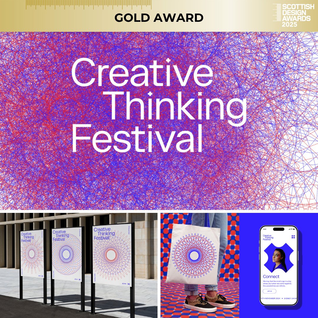 ScottishDesign's tweet image. Kirsten Murray receives GOLD AWARD in the Brand Identity-CIVIC category for Creative Thinking Festival, Congratulations! #scotdesign. bit.ly/3ZEHKRq