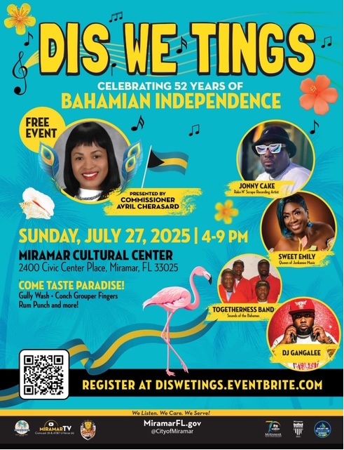 nab_miami's tweet photo. Miramar, FL Commissioner Avril Cherasard host a Bahamian 52nd Independence celebration on 07/27/25. Register today (see details below). Space is limited. #celebrateBahamas #AvrilCherasard #nab_miami #cityofmiramarfl https://t.co/higM3JDozU