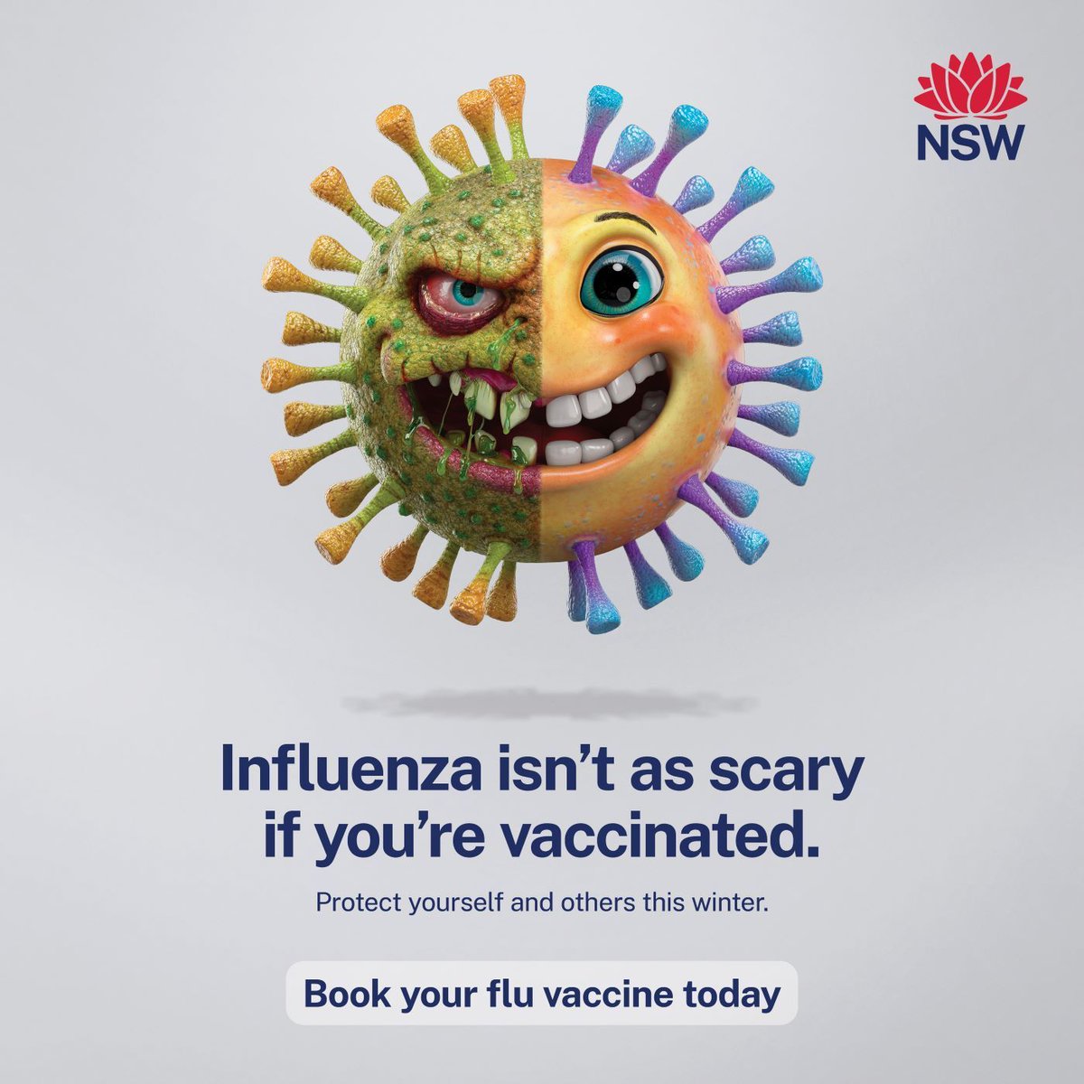 Influenza is serious, but it isn’t as scary if you’re vaccinated.
Protect yourself and others from influenza.  Book your flu shot at your doctor or pharmacy: healthdirect.gov.au/nswfluvaccine
More info &amp; languages: health.nsw.gov.au/Infectious/Inf…
