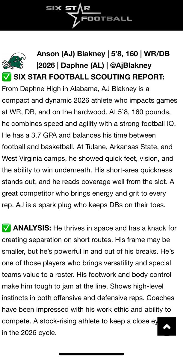 Thanks to <a href="/sixstarfootball/">Six Star Football | PLUS+</a> for the write up 
<a href="/DaphneFBTrojans/">Daphne Trojans Football</a> <a href="/DilfersDimes/">Trent Dilfer</a> <a href="/CoachRGarrett/">Ryan Garrett</a> <a href="/CoachShaun24/">Deshaun Oliver</a> <a href="/CoachDLett/">Derrick Lett</a> <a href="/GreenWaveFB/">Tulane Football</a>