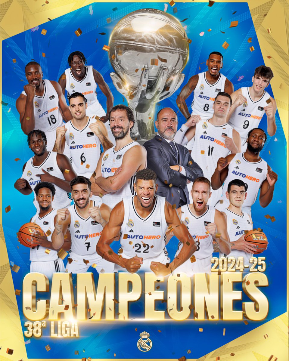 🚨 OFFICIAL: Real Madrid Baloncesto are League Champions for the 38th time. 🤍