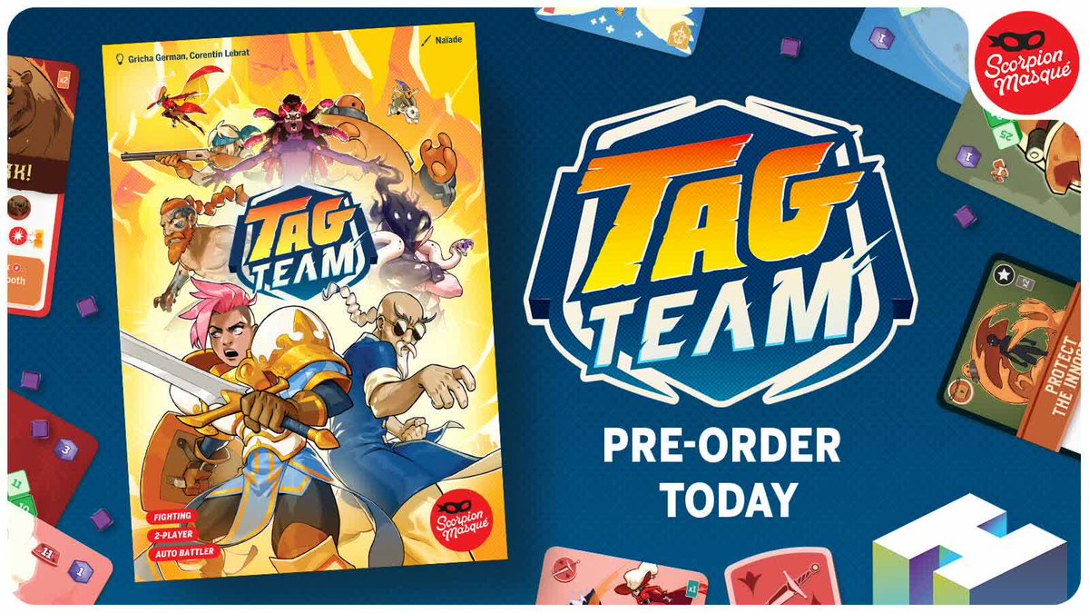 Round 1... FIGHT!

Inspired by classic arcade fighting games, Tag Team is an auto battler combined with a deckbuilder. Make your team of 2 Fighters and build an unbeatable synergy by combining their unique decks! 

Preorder today-Gen Con Pickup Available!
hachetteboardgames.com/products/tag-t…
