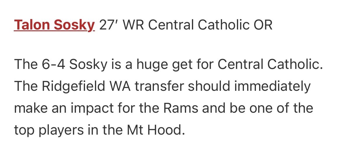 Talon Sosky (@ta1onsosky) on Twitter photo Thank you <a href="/JordanJ_/">Jordan Johnson</a> and <a href="/PrepRedzoneOR/">Prep Redzone Oregon</a> for the write up! Time to get to work <a href="/ccramfootball/">CC Ram Football</a>… Thank you <a href="/JordanJ_/">Jordan Johnson</a> and <a href="/PrepRedzoneOR/">Prep Redzone Oregon</a> for the write up! Time to get to work <a href="/ccramfootball/">CC Ram Football</a>…