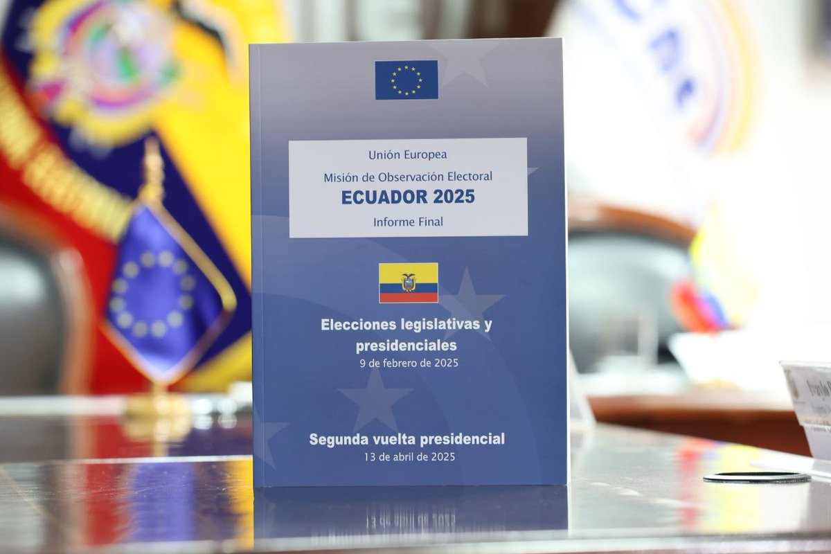 cnegobec (@cnegobec) on Twitter photo AHORA 🟡🔵🔴
Las autoridades del #PlenoCNE 🇪🇨🗳️reciben por parte de la <a href="/moeUEecuador25/">MOE UE Ecuador 2025</a> el informe final de #ObservaciónElectoral 🔍 de las #EleccionesEcuador2025.
✅ Desde el 28 de diciembre de 2024, la Misión de la Unión Europea acompañó el desarrollo de la primera y segunda AHORA 🟡🔵🔴
Las autoridades del #PlenoCNE 🇪🇨🗳️reciben por parte de la <a href="/moeUEecuador25/">MOE UE Ecuador 2025</a> el informe final de #ObservaciónElectoral 🔍 de las #EleccionesEcuador2025.
✅ Desde el 28 de diciembre de 2024, la Misión de la Unión Europea acompañó el desarrollo de la primera y segunda