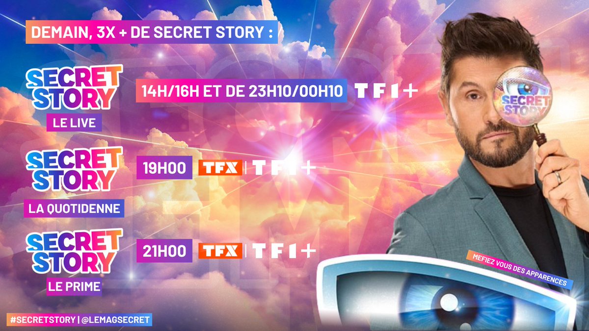 LeMagSecret's tweet photo. Demain, 3x + de #SecretStory 🤫👁️

Le prime bien sûr sera presenté par @Tof_Beaugrand. https://t.co/Tm8j5ORcQx