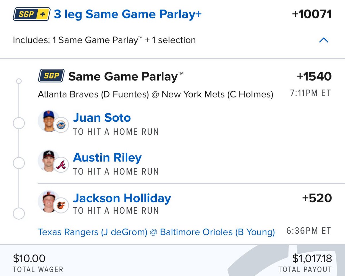thepropdealer's tweet image. You ask, I deliver.

Three players. All from my Home Run Model.

Let’s win $1,000 tonight 🤝