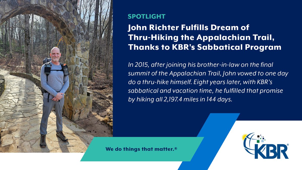 🌄 From Special Forces to the Appalachian Trail – John Richter’s inspiring journey is one for the books! After a decade in the military and a rewarding career with #KBR supporting spacecraft mission operations at #NASA, John took advantage of KBR's incredible sabbatical program
