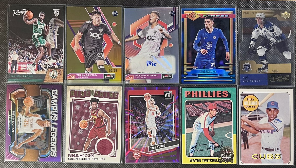 #coolenoughstacks Lot 80

$3 each

Ku-DiPietro /50
Havertz /99
Robitaille /500
Durant /75
Young /99

Claim by player name

Rules &amp; info in pinned tweet. Stack through Thursday.

#coolenoughstacks
