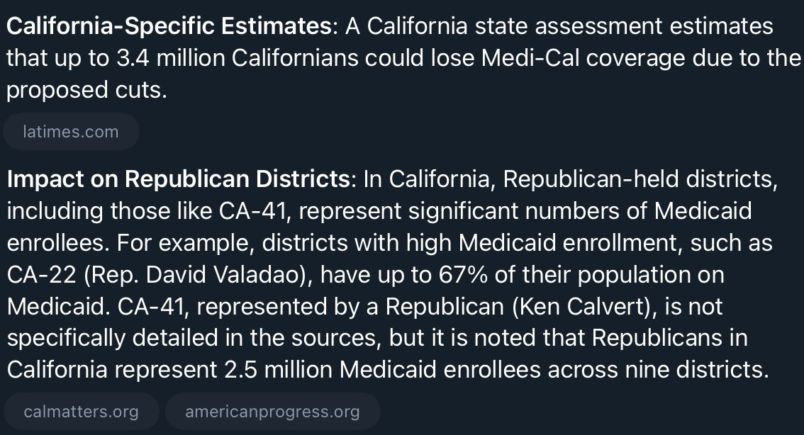 1zzyzyx1's tweet photo. Hey @KenCalvert #CA41 and @RepDavidValadao #CA22, this is how many people you voted to kick off of Medicaid in your districts, no wonder you’re ashamed to hold town halls. Republicans in nine CA districts have 2.5 million on Medicaid.
#WeWontGetOverLosingMedicaid  #DemsUnited https://t.co/F7KIoGWVZA