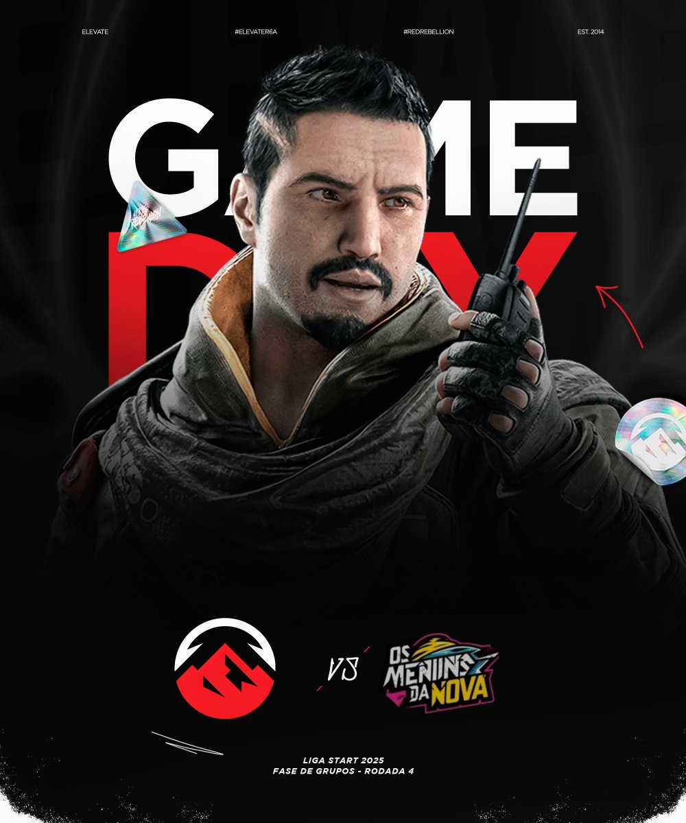 ELEVATE BR 🇧🇷 (@elevategg_br) on Twitter photo Em busca de mais uma vitória! 🏆
Chegamos na 4ª rodada da Liga Start com foco total em mais uma vitória e manter a liderança do grupo.
🆚 MENINOS DA NOVA
⏰ Hoje, às 19h
📺 <a href="/CinnacupR6/">Cinnacup 🇨🇱</a> (link nos comentários)
#ElevateR6A | #RedRebellion Em busca de mais uma vitória! 🏆
Chegamos na 4ª rodada da Liga Start com foco total em mais uma vitória e manter a liderança do grupo.
🆚 MENINOS DA NOVA
⏰ Hoje, às 19h
📺 <a href="/CinnacupR6/">Cinnacup 🇨🇱</a> (link nos comentários)
#ElevateR6A | #RedRebellion
