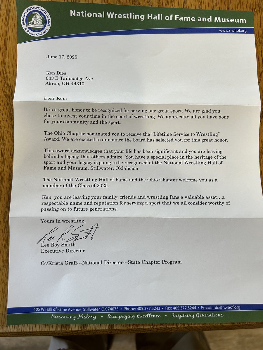 APS Athletics (@apsathletics1) on Twitter photo CONGRATULATIONS to Ken Dies and his entire family, VERY well-deserved induction into National Wrestling Hall of Fame and Museum in Stillwater, Oklahoma! <a href="/akronschools/">Akron Public Schools</a> <a href="/MBeavenABJ/">Michael Beaven</a> <a href="/ByNateUlrich/">Nate Ulrich</a> <a href="/beaconjournal/">Akron Beacon Journal</a> <a href="/FirestoneCLC/">Firestone HS</a> <a href="/OHSAASports/">OHSAA Sports</a> <a href="/USAWrestling/">USA Wrestling</a> <a href="/LingerRon/">Ron Linger</a> CONGRATULATIONS to Ken Dies and his entire family, VERY well-deserved induction into National Wrestling Hall of Fame and Museum in Stillwater, Oklahoma! <a href="/akronschools/">Akron Public Schools</a> <a href="/MBeavenABJ/">Michael Beaven</a> <a href="/ByNateUlrich/">Nate Ulrich</a> <a href="/beaconjournal/">Akron Beacon Journal</a> <a href="/FirestoneCLC/">Firestone HS</a> <a href="/OHSAASports/">OHSAA Sports</a> <a href="/USAWrestling/">USA Wrestling</a> <a href="/LingerRon/">Ron Linger</a>