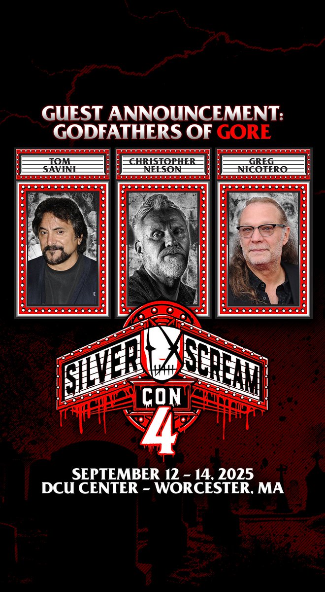 Three of the Godfathers of Gore are coming to town…
Don’t miss your chance to meet these icons of Special FX make-up in the flesh at Silver Scream Con 4! 🩸🔪🪓🧟
silverscreamcon.com