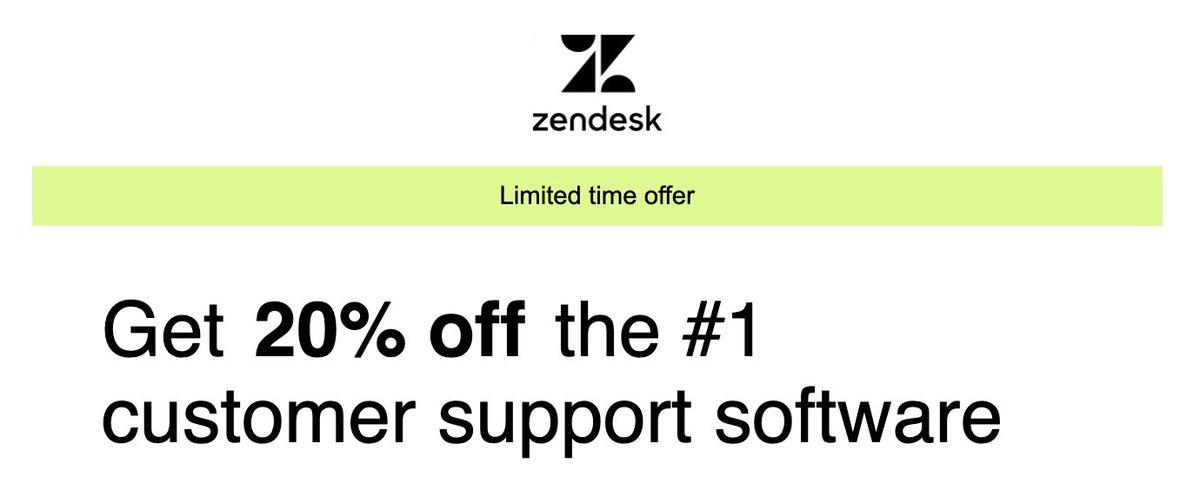 Interesting to see Zendesk offering 20% discount.
Things must be heating up in the customer support space.