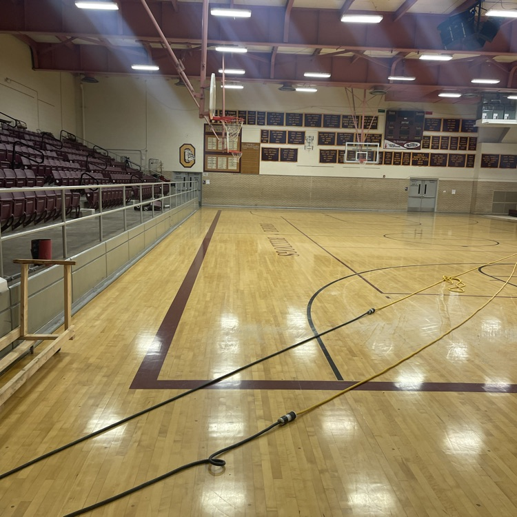 The gym is off limits for the next few weeks. It's getting sanded, refinished and a new paint scheme. Excited to see the finished product. Go Bulldogs!!!
