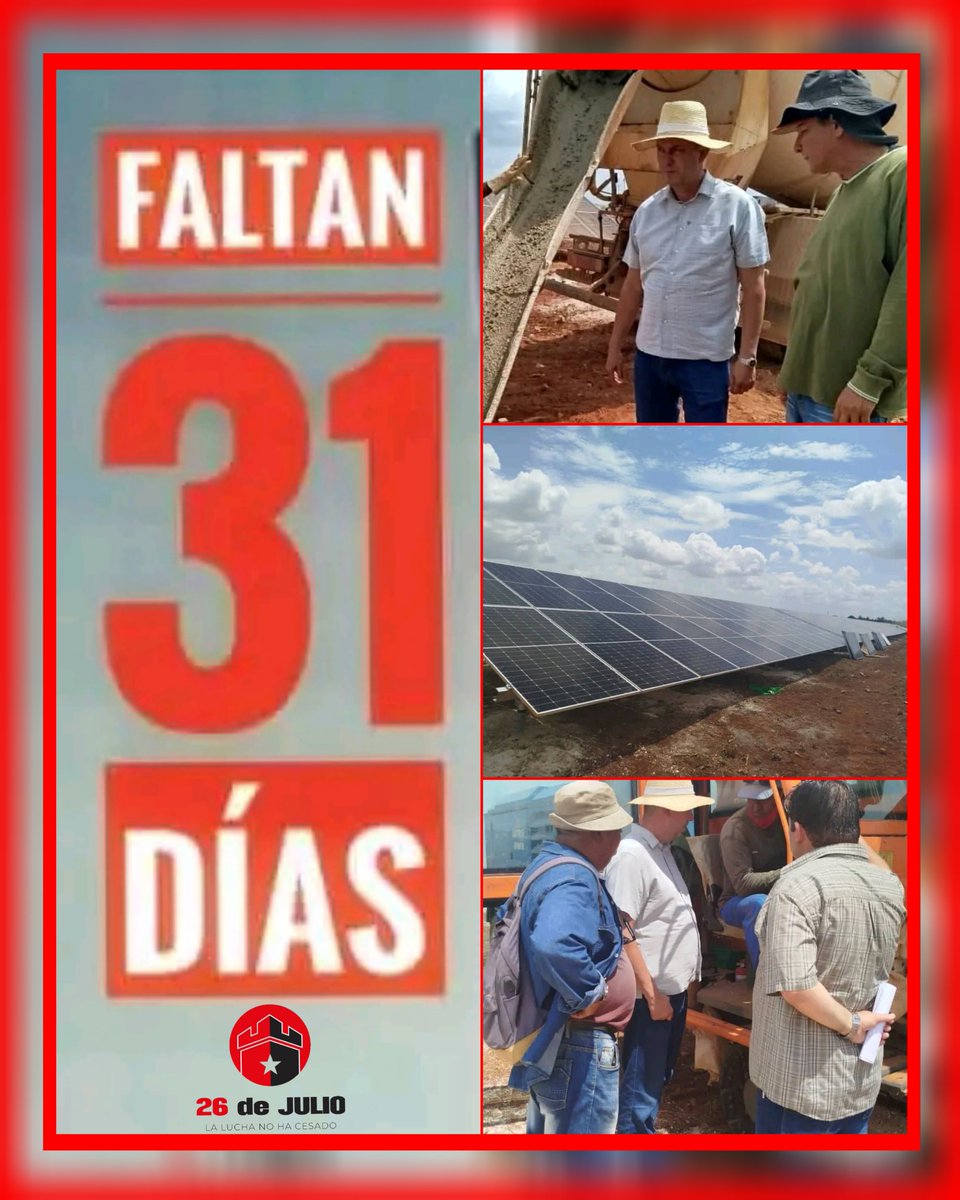 Junto a <a href="/JHGcasanova/">julio Heriberto Gómez Casanova</a>, chequeamos la  ejecución del Parque Solar Fotovoltaico del municipio Baraguá, con el compromiso de entregarlo antes del día de la rebeldía nacional, adelantando su cronograma previsto inicialmente en agosto.
#CiegoEn26 #SinPerderUnDía  <a href="/DrRobertoMOjeda/">Dr. Roberto Morales Ojeda</a>