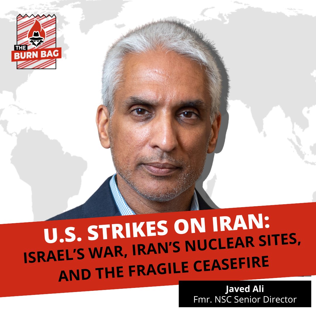 The Burn Bag (@burnbagpod) on Twitter photo NEW EPISODE: Fmr. NSC Senior Director Javed Ali joins <a href="/andregonawela/">A'ndre Gonawela</a> to break down the U.S. airstrikes on #Iran’s #nuclear sites — exploring the escalation with #Israel, proxy threats, and the fragile #ceasefire.
Spotify: bit.ly/3I1JwWN
Apple: bit.ly/4kc6VlT NEW EPISODE: Fmr. NSC Senior Director Javed Ali joins <a href="/andregonawela/">A'ndre Gonawela</a> to break down the U.S. airstrikes on #Iran’s #nuclear sites — exploring the escalation with #Israel, proxy threats, and the fragile #ceasefire.
Spotify: bit.ly/3I1JwWN
Apple: bit.ly/4kc6VlT