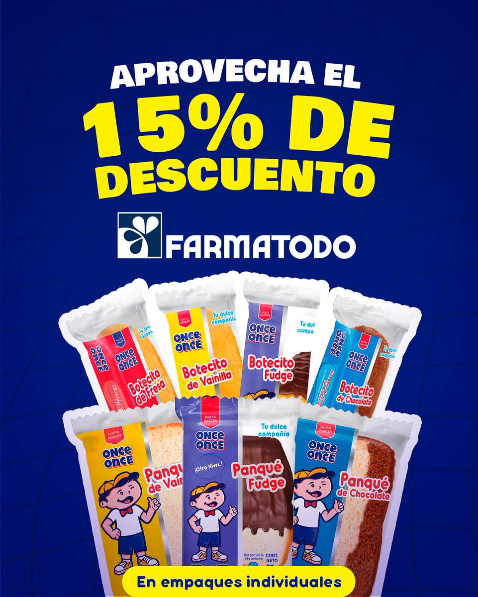 onceonceven's tweet photo. 🚨 ¡Atención, #OnceLover! 🚨
Corre a @Farmatodo y aprovecha ese 15% de descuento en tus #Botecitos y #Panqués favoritos. 😍
¡Es tu momento de darle un #Oncelicioso sabor a cada merienda! 💙🍫✨
#Promoción #HoraDeLaMerienda #OnceOnce #Venezuela #Farmatodo https://t.co/Mg1U6zz0pz