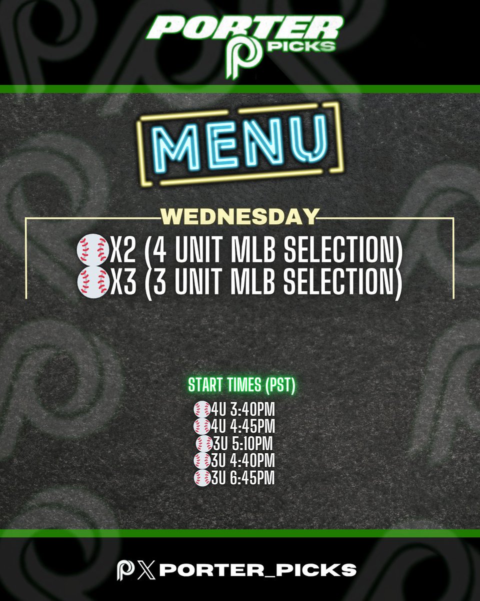 TONIGHTS SELECTIONS HAVE BEEN SENT OUT!

X2 (4 UNIT SELECTION)
X3 (3 UNIT SELECTION)

𝑱𝑶𝑰𝑵 𝑷𝑶𝑹𝑻𝑬𝑹 𝑷𝑰𝑪𝑲𝑺 𝑻𝑶𝑫𝑨𝒀 🚀🚀🚀

launchpass.com/porterpicks's-…