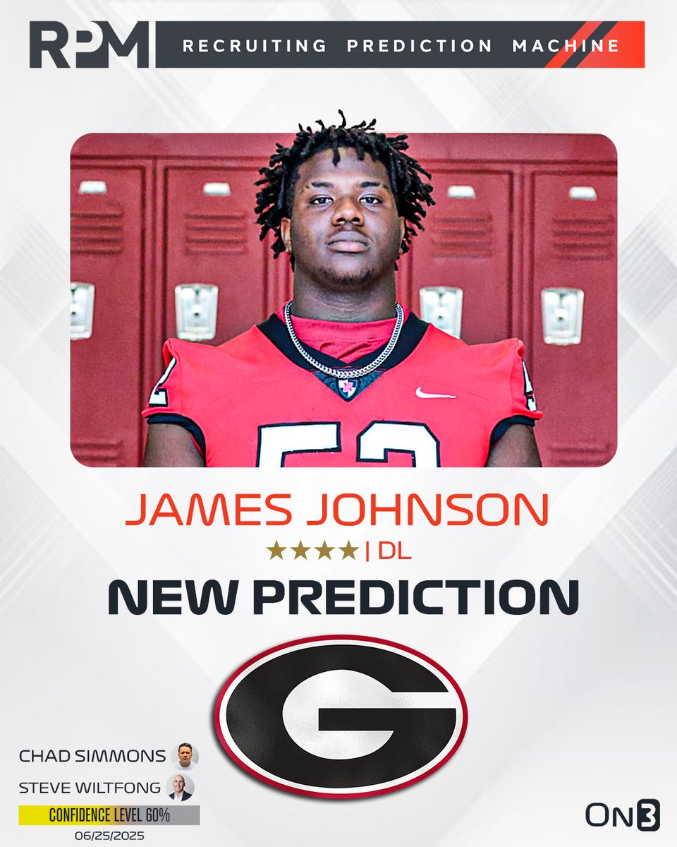 On3’s <a href="/ChadSimmons_/">ChadSimmons</a> and <a href="/SWiltfong_/">Steve Wiltfong</a> have logged expert predictions for Georgia to land elite DL James Johnson🐶

Johnson is the No. 1 DL in the 2026 On300.

Read: on3.com/news/whos-geor…