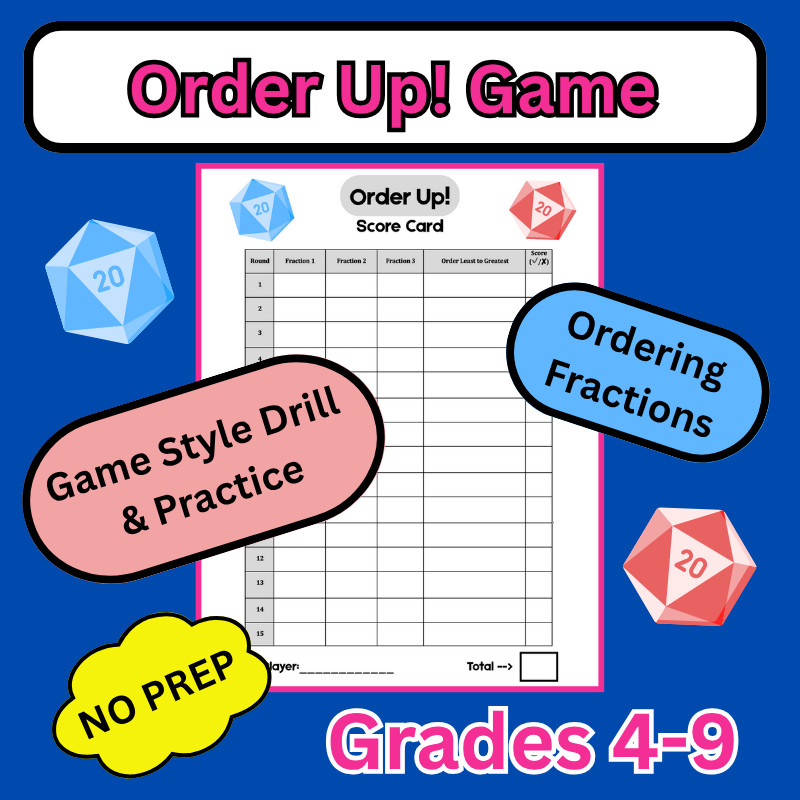 arcole82's tweet photo. Order Up! – A Game of Fraction Rolling and Ranking! (Ordering Fractions) https://t.co/WoDbmGbTsn https://t.co/AhA7StS4Yd