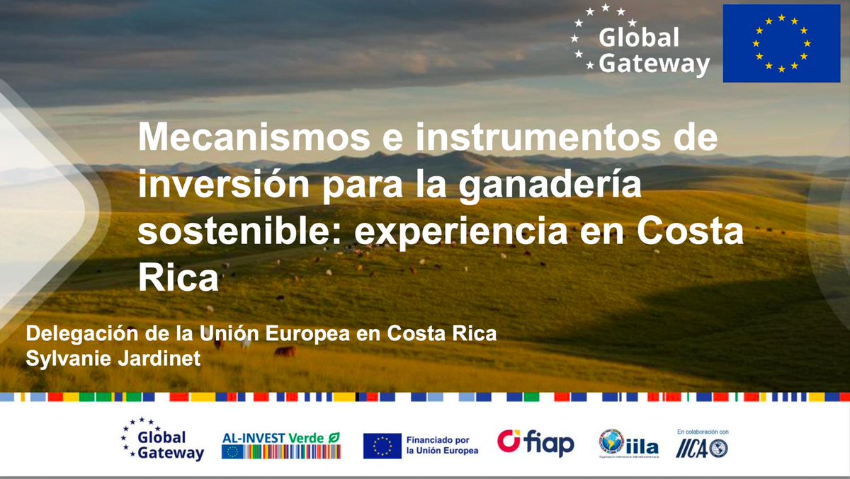 UECentroamerica's tweet photo. 🌱 Hoy en #CostaRica, y con la colaboración del IICA @IICAnoticias, se ha celebrado el diálogo “Estrategias e instrumentos para fomentar la ganadería sostenible en la UE y ALC”.  

Este es el II Diálogo Agroalimentario UE–ALC, en el marco del Componente 2 del programa AL-INVEST Verde @ALINVESTVerde, financiado por la 🇪🇺 #UniónEuropea como parte de su estrategia #GlobalGateway, que impulsa una transformación verde, inclusiva y sostenible. 

🔍 Este componente promueve políticas públicas que fortalecen la trazabilidad, la sostenibilidad ambiental y laboral, y el combate a la deforestación en las cadenas de valor agroalimentarias.

📌 En el diálogo se han abordado temas de gran relevancia para ambas regiones, como la ganadería sostenible, el financiamiento verde, y el uso de tecnologías para fortalecer cadenas más competitivas y responsables. 

💬 La participación de Felice Zaccheo @felicezaccheo, Jefe de Unidad de Operaciones Regionales para América Latina y el Caribe de la DG INTPA @EU_Partnerships,  así como de la DG AGRI @EUAgri, refuerzan el firme compromiso de 🇪🇺 con esta agenda compartida entre regiones. 🤝 Una alianza birregional que apuesta por la cooperación, la innovación y la resiliencia en los sistemas alimentarios.

AL-INVEST Verde es implementado por @sequa_gGmbH, FIIAPP, @iila_org y @EU_IPO. Mayor información sobre el programa Al-INVEST Verde aquí 👉:  https://t.co/zoe44sj6J7 

#UE #ALINVESTVerde #UEALC #GlobalGateway #Trazabilidad #DeforestaciónCero #DesarrolloSostenible