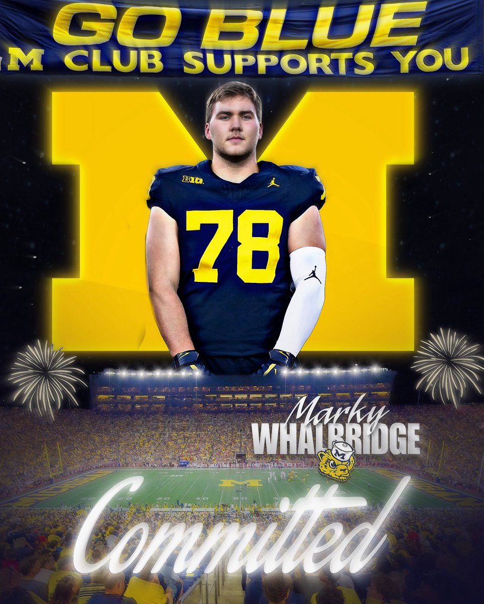 WolverineSource's tweet image. BREAKING: Four-Star OT Marky Walbridge has Committed to Michigan!

The 6’6 270 OT from Needham, MA chose the Wolverines over Alabama &amp;amp; Penn State.

Welcome Home @walbridge_marky 〽️