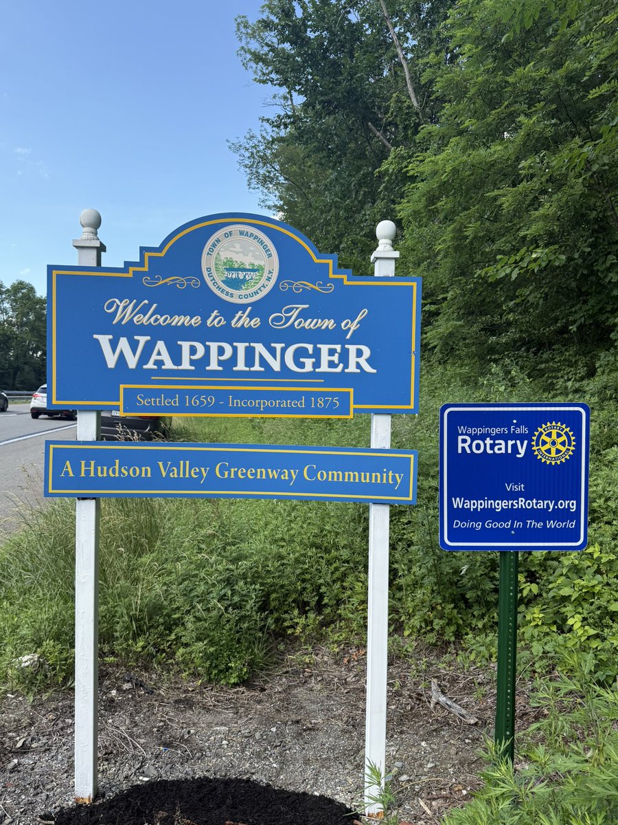 Another hot one… but I got it done! Just installed two more Rotary signs for the Rotary Club of Wappingers Falls at our newly adopted Town of Wappinger Gateway signs, located on Route 9.

Proud to help welcome folks into our town—Rotary style! 

Finishing my presidency strong!