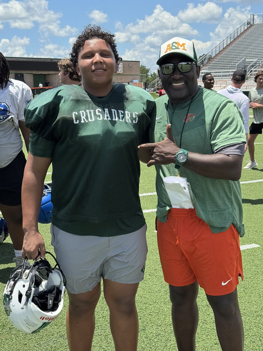 Jaden Donald (DL/OL) 3.5 GPA from Tampa Catholic High School, FL had a great day competing at Coach James Colzie Florida A&amp;M Big man camp