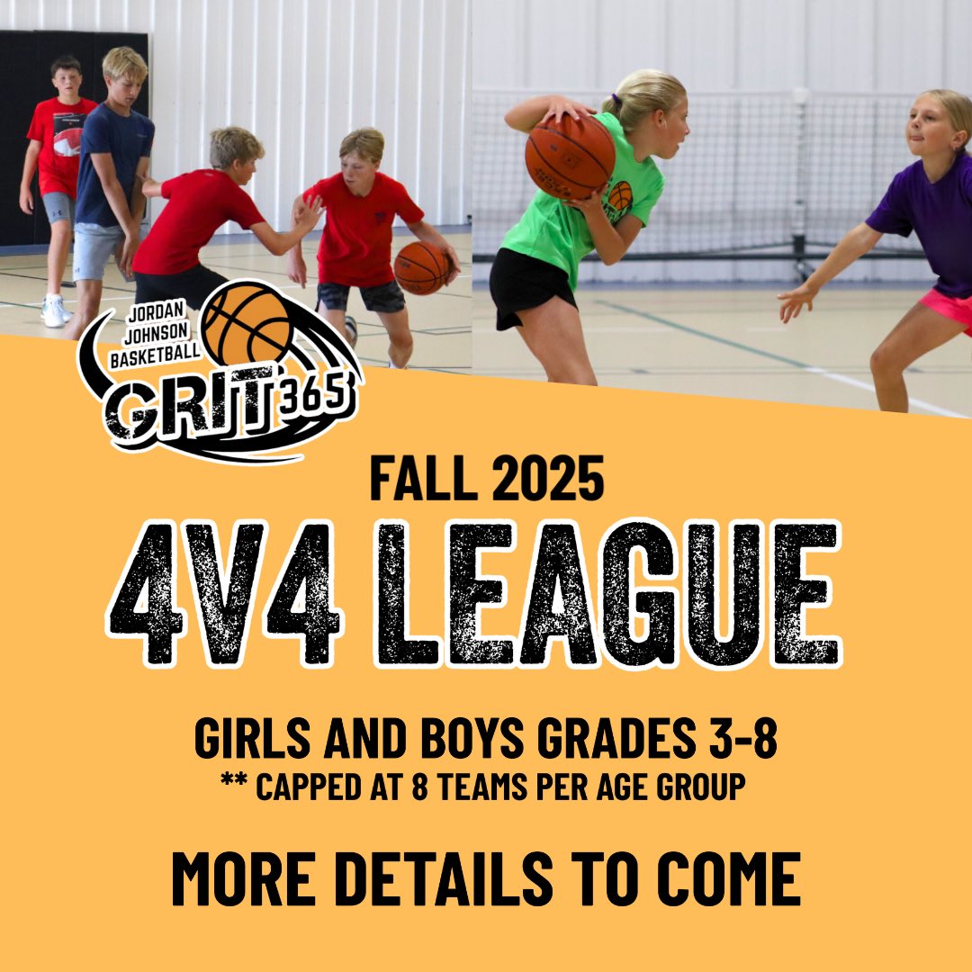 Grit365 will be offering a 4v4 league this fall for girls and boys! Team registration will be required, and each age group will be capped at 8 teams. The league will be open to both Grit members and non-members. 

🚨 Check back soon for more details and registration!