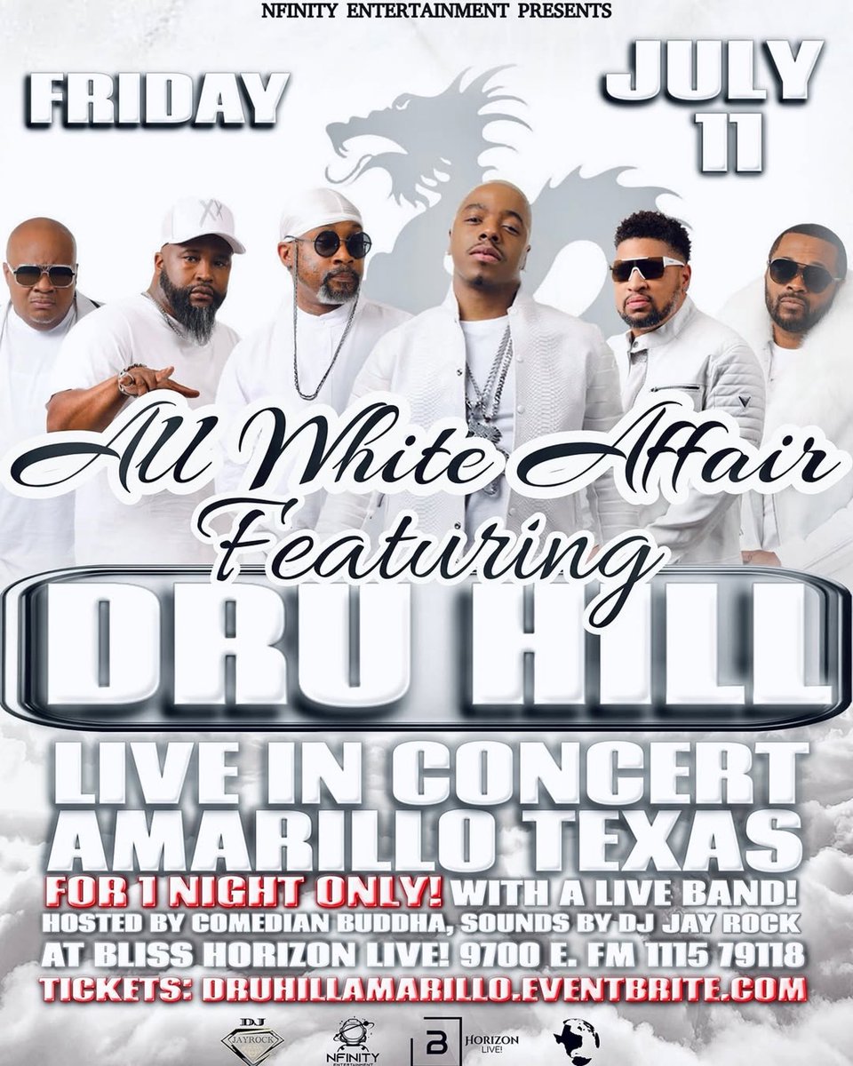 Amarillo!!! Did you get your tickets yet for July 11th?! We are back in your city bringin’ the vocals, the energy, and the Dru Hill legacy 🐉🔥

Get your tickets at YearOfTheDru.com!

#YearOfTheDru #DruHill
