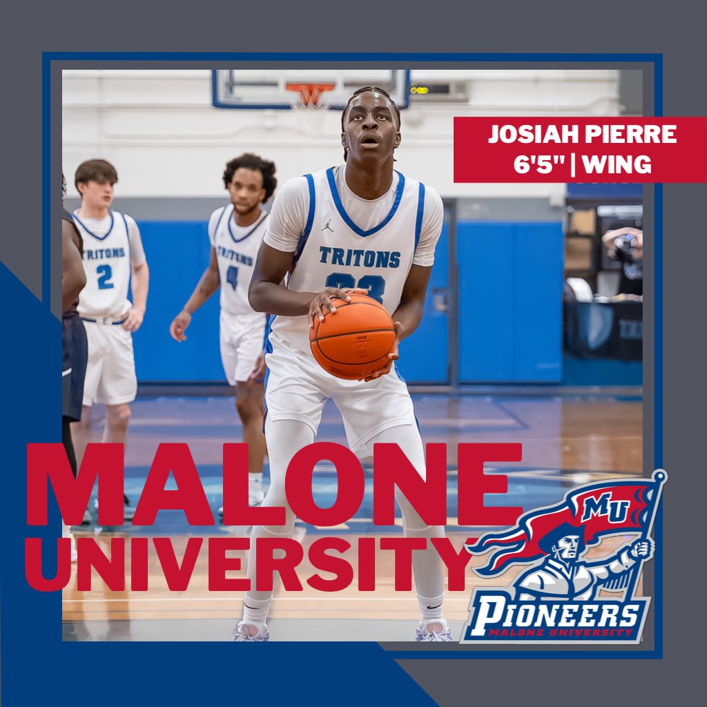 EdmondsHoops's tweet image. Josiah Pierre has committed to D2 Malone University!
The Pioneers are coming off a G-MAC Championship and NCAA Tournament appearance in 2024-25.
Josiah was a two time All-Region selection and NABC All-American during his time at Edmonds.
Congrats Josiah!!
#tritonpride