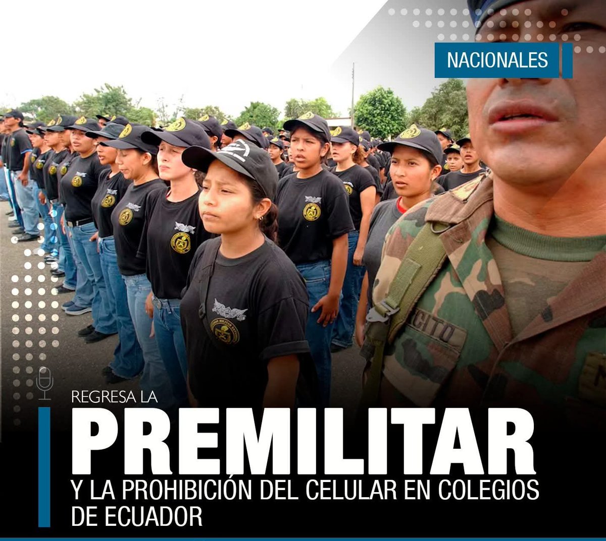 🔴Instrucción #premilitar regresa a #Ecuador para estudiantes de bachillerato. La medida cuenta con respaldo del Ministerio de Defensa y las Fuerzas Armadas, estará enfocada en el desarrollo de destrezas en seguridad integral, defensa personal y protección física y psicológica