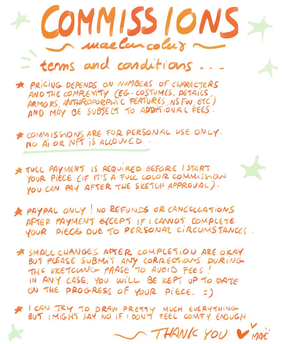 maelancolux's tweet image. ── officially opening my c0mmissions!! ⋆｡𖦹°⭒˚｡⋆
✦ feel free to send me a direct message if you have any questions or queries! :]
✦ paypal only!
✦ 2 slots for now, first-come first-served!