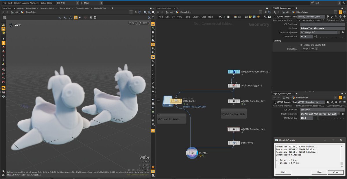 ZephirFXx's tweet image. VQVDB : 32x compression of VDB powered by ML now as Houdini SOPs ! 
#houdini #AI #ML #VQVAE
