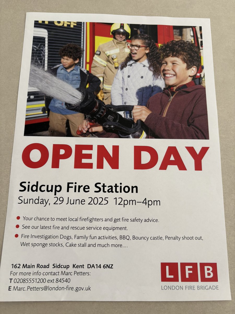 Open Day at Sidcup Fire Station on Sunday….everyone welcome! ❤️