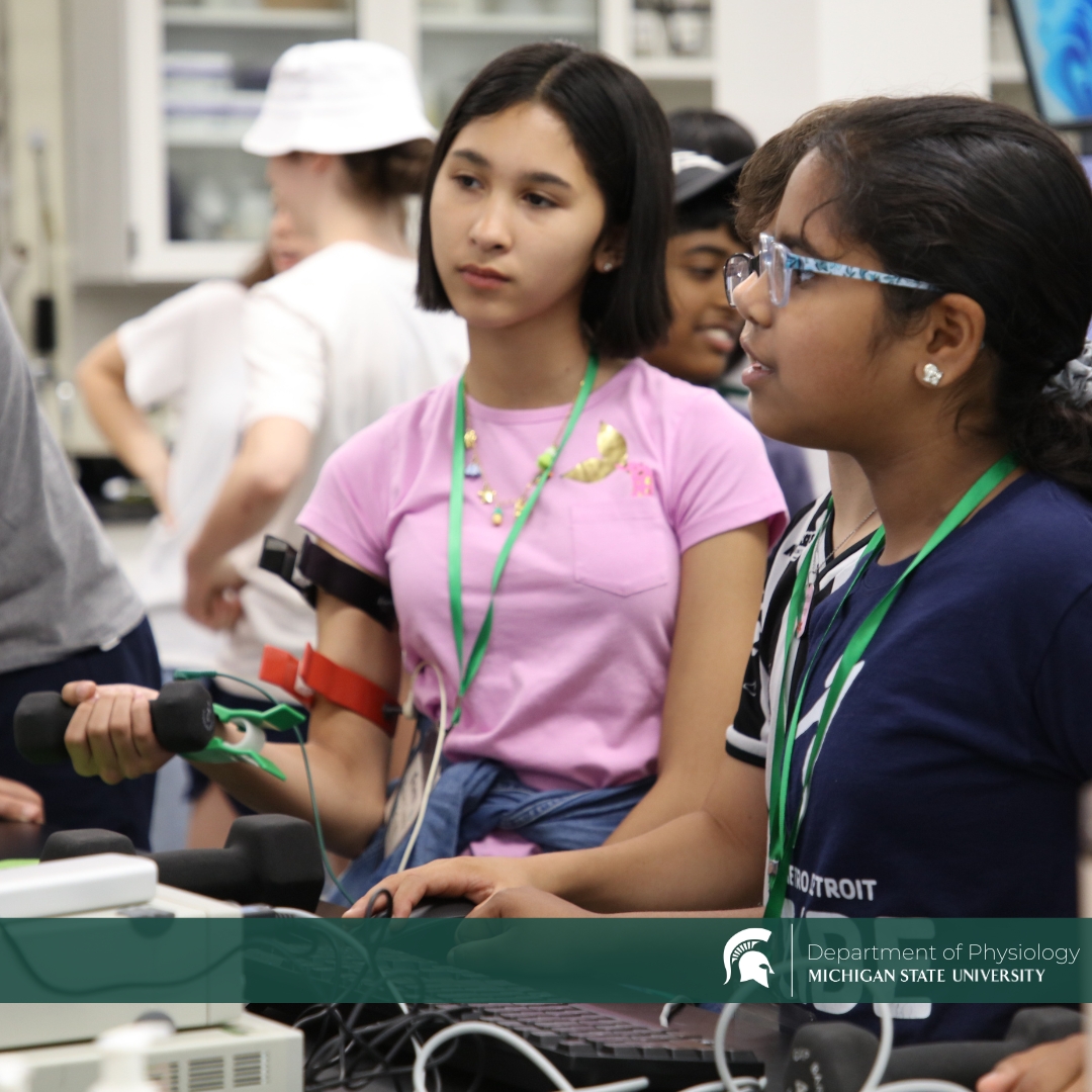 We’re halfway through this year’s GUPPY Summer Program! Today, students explored the musculoskeletal system with Keeler Steele. 
#msupsl #GUPPY #physiologyoutreach #physiologyeducation #physiology #outreach #msuspartans #youthsummerprogram #summercamp #msu #spartans