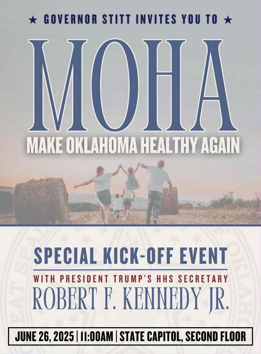 steph_shumaker's tweet photo. @GeorgeMonks11 Dr Monks are you aware of this?

RFK Jr., Gov. Stitt launch new state health campaign at Oklahoma State Capitol https://t.co/FAb1XxONus https://t.co/2EroEtdpxj