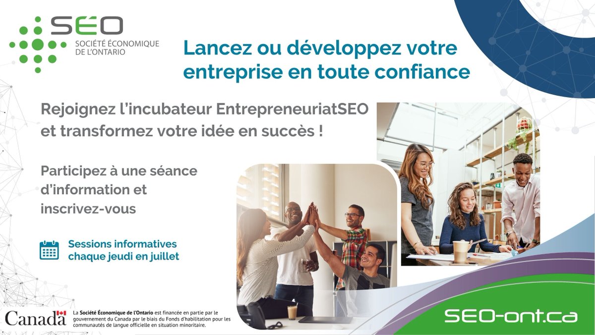✨ Découvrez l’incubateur EntrepreneuriatSÉO !

Participez à nos sessions d'information pour découvrir un accompagnement structuré, des ateliers pratiques et un réseau de soutien.

🗓 Jeudis 3, 10, 17, 24 juillet | 12h
💻 Inscription gratuite : buff.ly/1Jz78oA