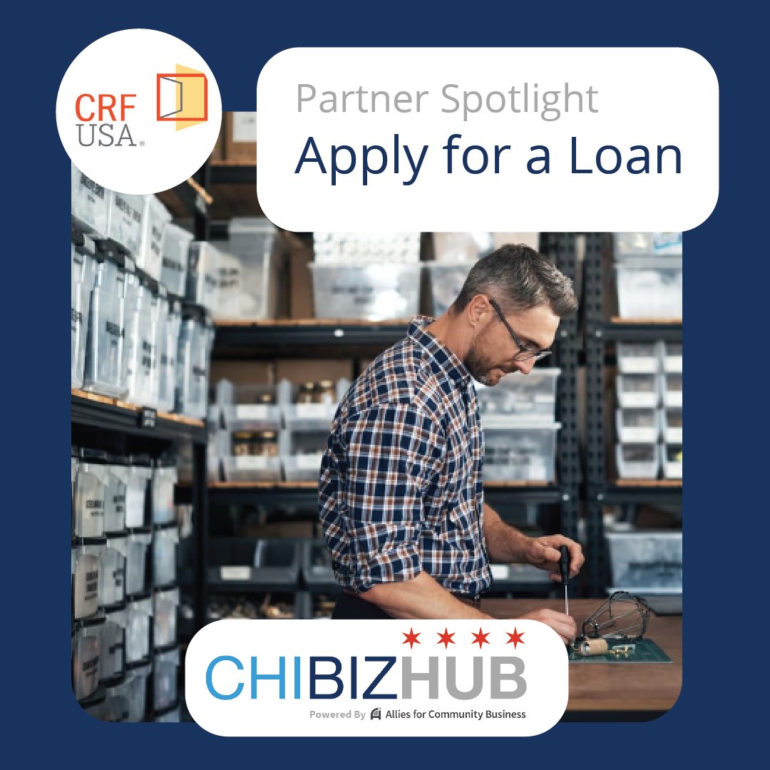 Looking for a loan for your business? <a href="/crf_usa/">CRF USA</a> is a national non-profit organization with a mission to improve lives and strengthen communities through innovative financial solutions. To find out more visit: bit.ly/3nPATBz #ChiBizHub