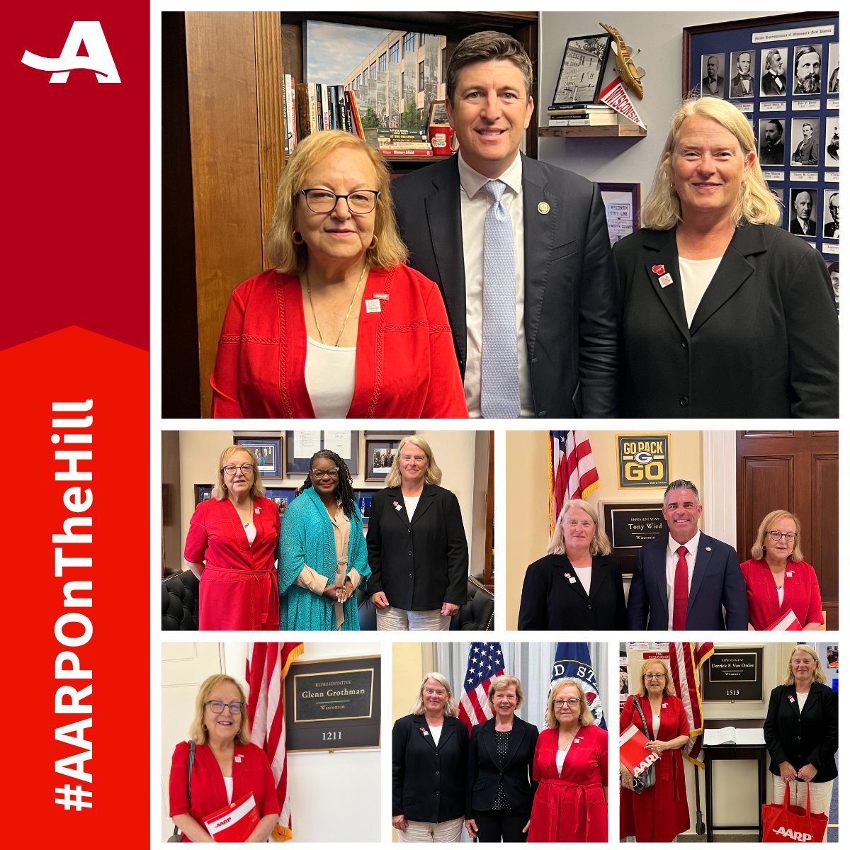 Thank you to all the lawmakers and congressional staff members that met with us on Capitol Hill today. From Social Security to caregiving, we're making sure the priorities of Wisconsinites 50+ are heard - loud and clear.

#AARPOnTheHill