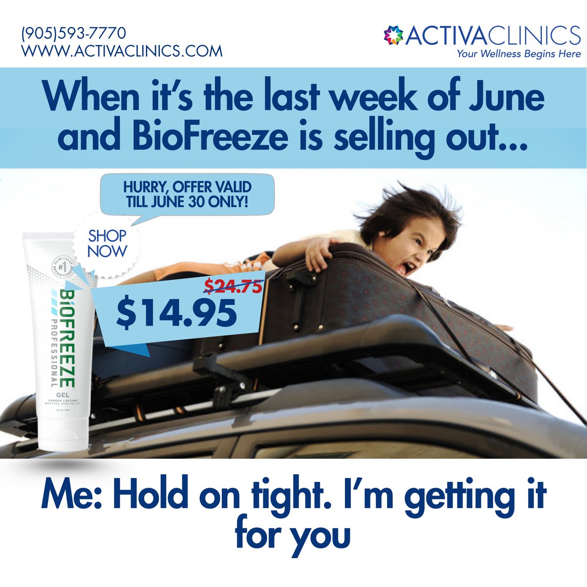 ActivaClinics's tweet image. BioFreeze is $14.95 till June 30 and it's selling out fast 🧊
We’re holding on tight to make sure it’s in stock at every clinic 😤
Don’t miss this!
📍All Activa Clinics | Now $14.95 ONLY
#JunePromo #BioFreeze #ActivaClinics
