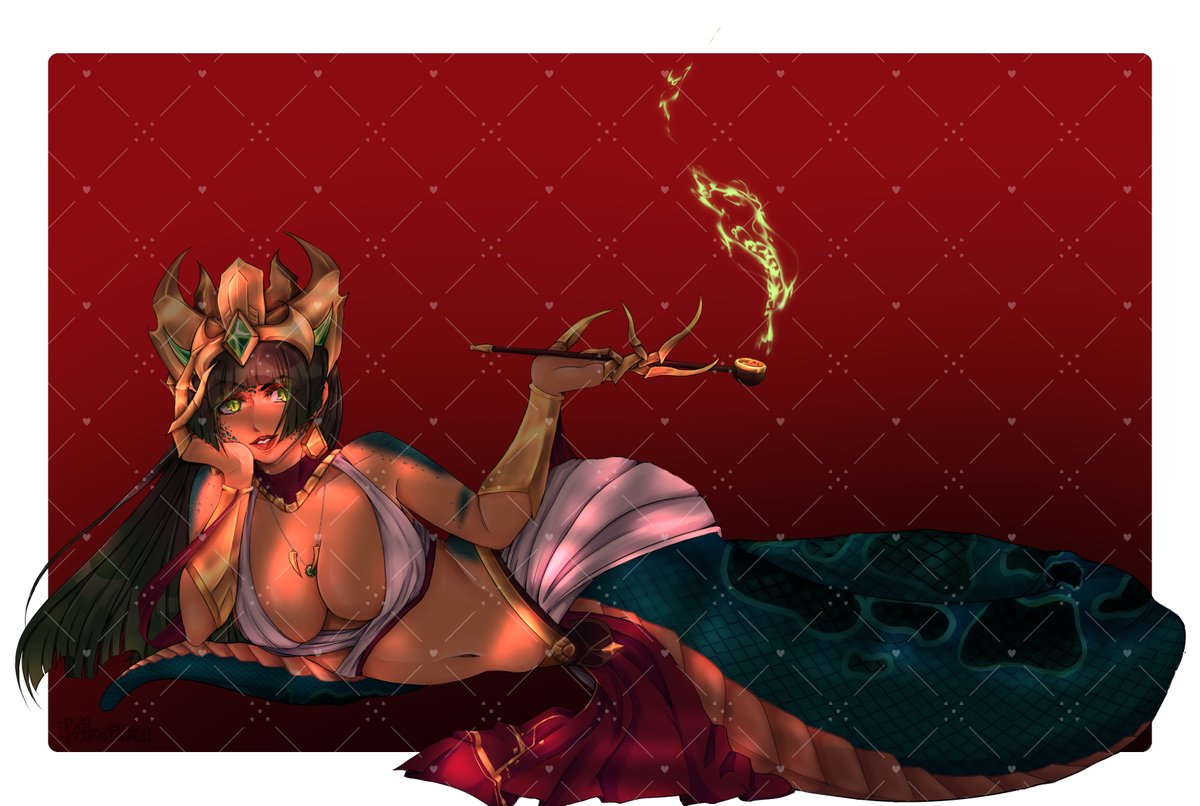 Mimlaria's tweet image. &quot;Do not fear sweet one, be grateful~ You have been chosen to entertain me&quot;  I got to draw the amazing Shnoodle Woman (or Snake Lady) for @NickyBoiYT ! I had SUCH a blast working on this one, &amp;amp; I hope you love her as much as I do! 

 #leagueoflegends ♡ #mimart ♡ #digitalart