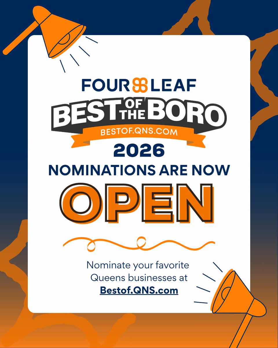 NOMINATIONS ARE OPEN for the FourLeaf Best of the Boro 2026 contest!
Our program supports local Queens businesses and we want your input. 

Visit bestof.qns.com and nominate your favorite businesses!