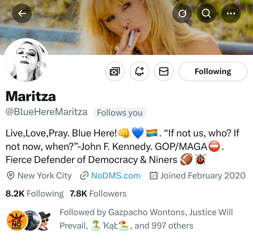 Milestone Boost: 🏆 FAM, not sure If we can get our Resister Friend  ⁦<a href="/BlueHereMaritza/">Maritza</a>⁩ up to 8,000 Tweeps but we can sure as hell try. 
🇺🇸💪🏾🌊🙏🏾💙