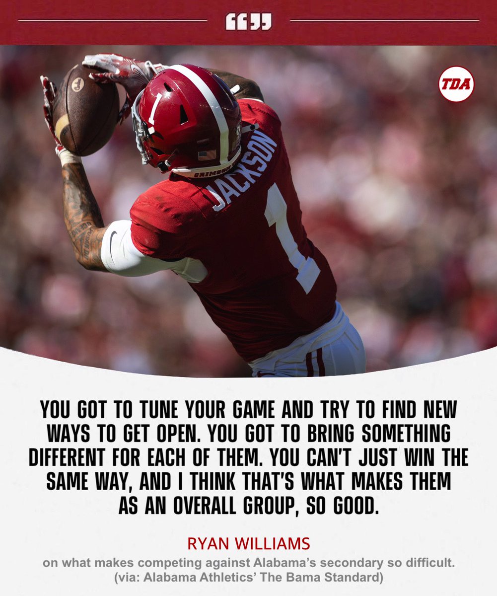 Ryan Williams breaks down what makes Alabama’s secondary so tough to face. 😳

How do you feel about the back half of the Tide’s defense heading into year 2 with DeBoer?

tdalabamamag.com/2025/06/25/ala…