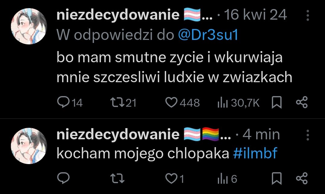 <a href="/niezdecydowanko/">niezdecydowanie 🏳️‍⚧️🏳️‍🌈🇸🇪🇺🇦🇷🇸🇱🇹🇳🇬</a> Teraz to ja sie wkurwiam