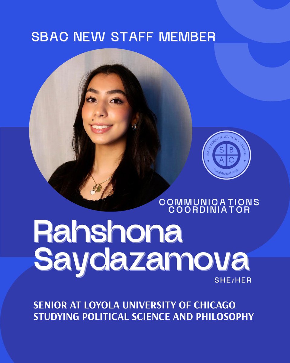 🚨Meet Our New Team Member! We’re excited to welcome Rahshona Saydazamova, SBAC’s Communications Coordinator! A senior at Loyola University Chicago studying Political Science and Philosophy, she previously served as a Policy Research Intern with SBAC.
#SBAC #MeetTheTeam