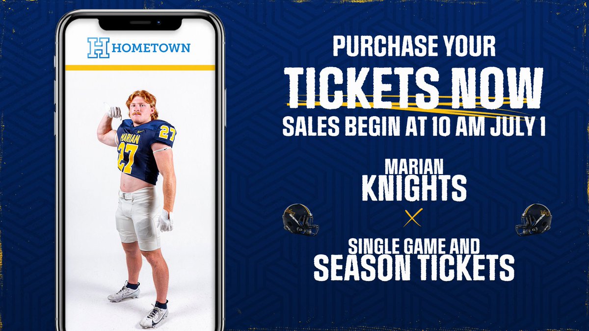 Marian Knights (@muknights) on Twitter photo Tickets are on sale now for the 2025 <a href="/MarianUFootball/">Marian Football</a>! Be sure to get yours today Knights fans! Available while supplies last!
muknights.com/sports/2023/7/… Tickets are on sale now for the 2025 <a href="/MarianUFootball/">Marian Football</a>! Be sure to get yours today Knights fans! Available while supplies last!
muknights.com/sports/2023/7/…